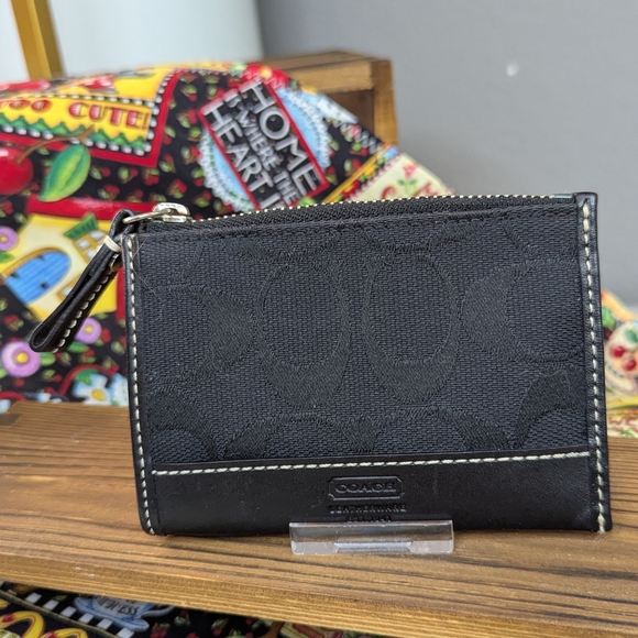 Coach Handbags - Coach Black Signature Canvas Card Holder
